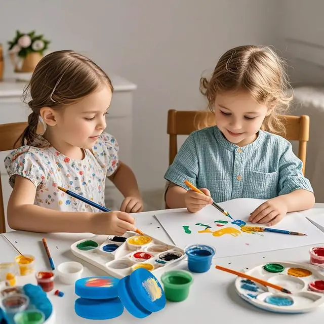 Alt view image 7 of 7 - WAFJAMF 2PCS 3.1 Inch Round Paint Sponge Applicator Double-Side Art Blue