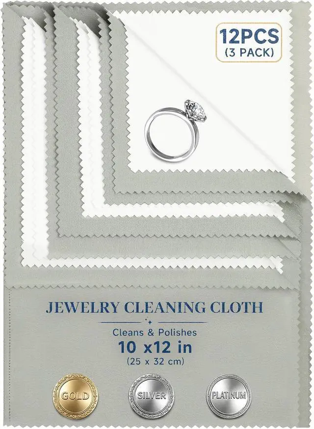 Main image of Bonison 3 Pack Large Silver Polishing Cloth 10"x12" Jewelry Cleaning Cloth & Multi-Layer Jewelry Polishing Cloth for Silver, Gold, Diamond, Platinum, Coins, Watches, GemstonesGray