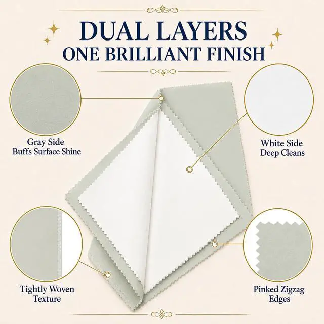 Alt view image 2 of 7 - Bonison 3 Pack Large Silver Polishing Cloth 10"x12" Jewelry Cleaning Cloth & Multi-Layer Jewelry Polishing Cloth for Silver, Gold, Diamond, Platinum, Coins, Watches, GemstonesGray
