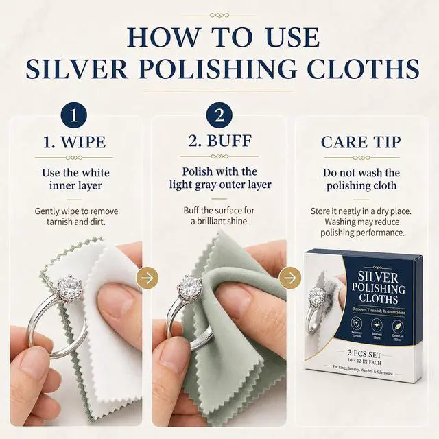 Alt view image 3 of 7 - Bonison 3 Pack Large Silver Polishing Cloth 10"x12" Jewelry Cleaning Cloth & Multi-Layer Jewelry Polishing Cloth for Silver, Gold, Diamond, Platinum, Coins, Watches, GemstonesGray