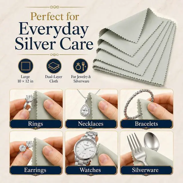 Alt view image 5 of 7 - Bonison 3 Pack Large Silver Polishing Cloth 10"x12" Jewelry Cleaning Cloth & Multi-Layer Jewelry Polishing Cloth for Silver, Gold, Diamond, Platinum, Coins, Watches, GemstonesGray