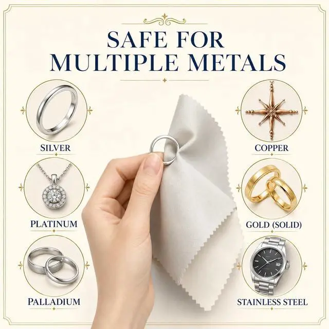 Alt view image 6 of 7 - Bonison 3 Pack Large Silver Polishing Cloth 10"x12" Jewelry Cleaning Cloth & Multi-Layer Jewelry Polishing Cloth for Silver, Gold, Diamond, Platinum, Coins, Watches, GemstonesGray