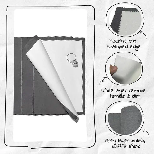 Alt view image 6 of 6 - 3PCS Silver Polishing Cloth 11x14'' X-Large Premium 2 Layer Cleaning Fabric