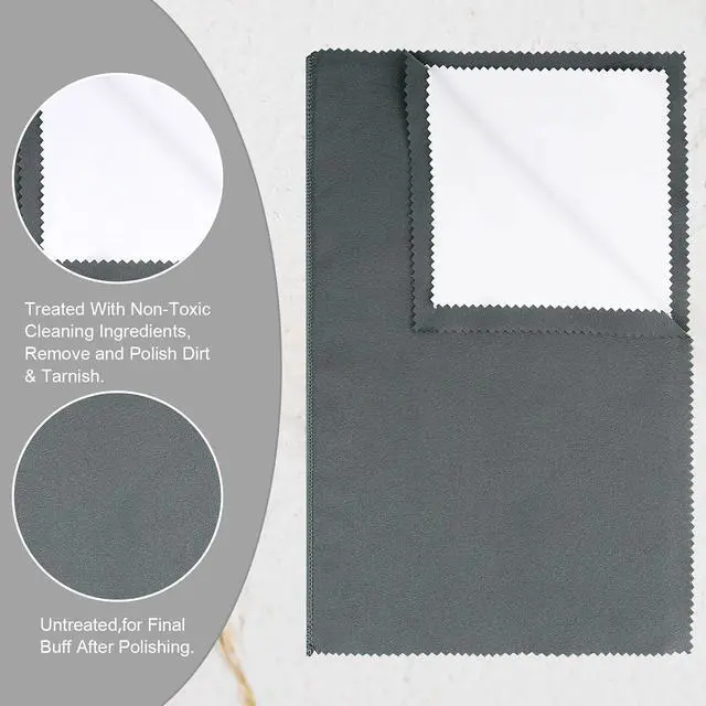 Alt view image 2 of 6 - 2PC X-Large 12x10'' Double Layer Jewelry Polishing & Buff Cloths (Grey)