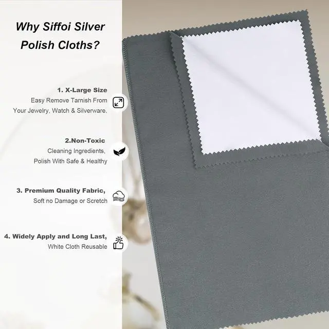 Alt view image 6 of 6 - 2PC X-Large 12x10'' Double Layer Jewelry Polishing & Buff Cloths (Grey)