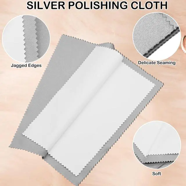 Alt view image 2 of 7 - 4Pcs Silver Polishing Cloths - Double-Sided Jewelry Cleaner for Sterling Silver, Gold, Platinum - Keeps Shining