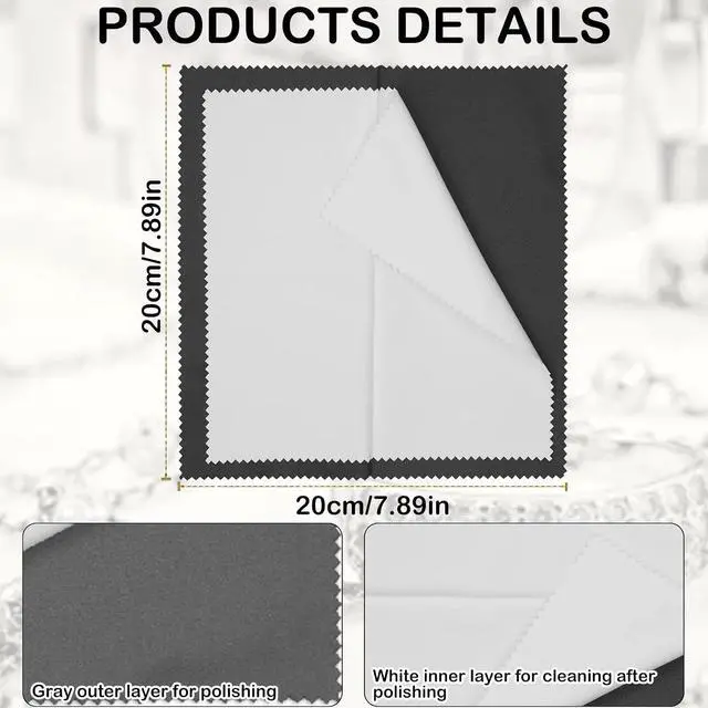 Alt view image 7 of 7 - 4Pcs Silver Polishing Cloths - Double-Sided Jewelry Cleaner for Sterling Silver, Gold, Platinum - Keeps Shining