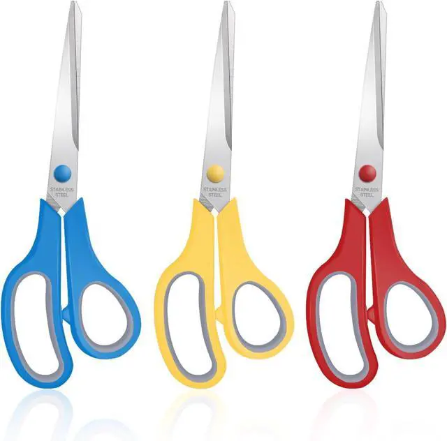 Main image of 3 Packs 8" Sewing Craft Scissors Bulk,Multipurpose Heavy Duty Sharp Paper Scissors,All Purpose Stainless Steel Scissors for Home Office Student Teacher Supplies