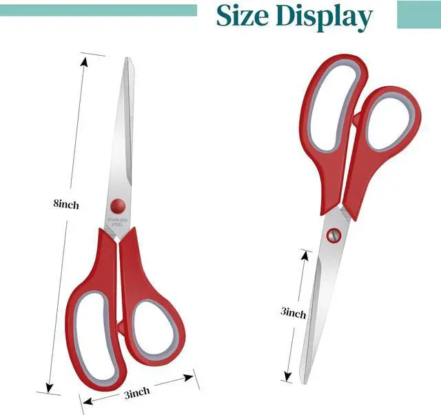 Alt view image 2 of 6 - 3 Packs 8" Sewing Craft Scissors Bulk,Multipurpose Heavy Duty Sharp Paper Scissors,All Purpose Stainless Steel Scissors for Home Office Student Teacher Supplies