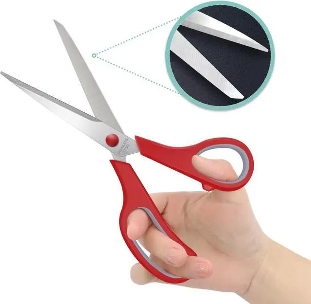 Alt view image 4 of 6 - 3 Packs 8" Sewing Craft Scissors Bulk,Multipurpose Heavy Duty Sharp Paper Scissors,All Purpose Stainless Steel Scissors for Home Office Student Teacher Supplies