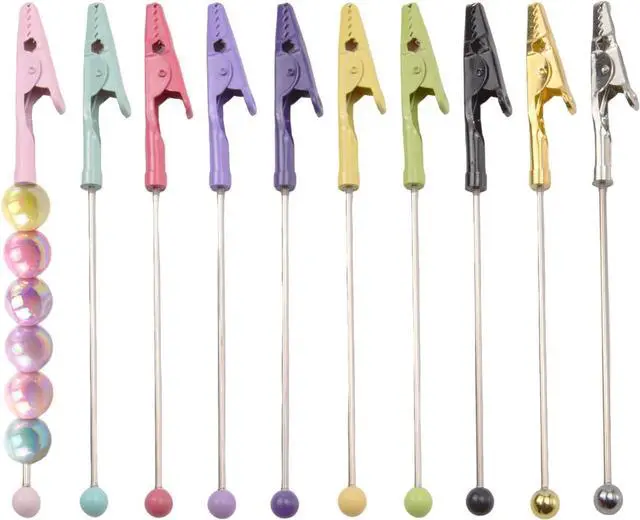 Main image of 10 Pcs Beadable Alligator Photo Clips Metal Wire Clamp 10 Colors