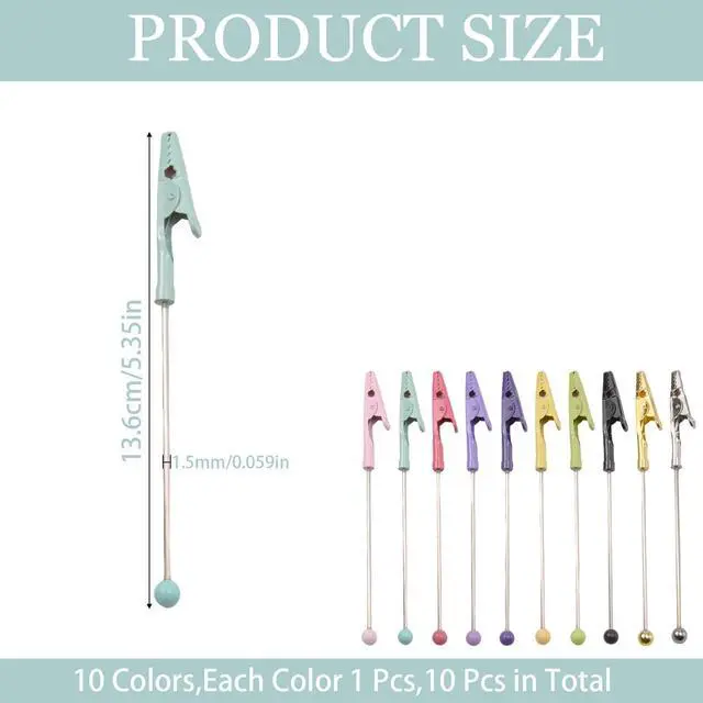 Alt view image 2 of 6 - 10 Pcs Beadable Alligator Photo Clips Metal Wire Clamp 10 Colors