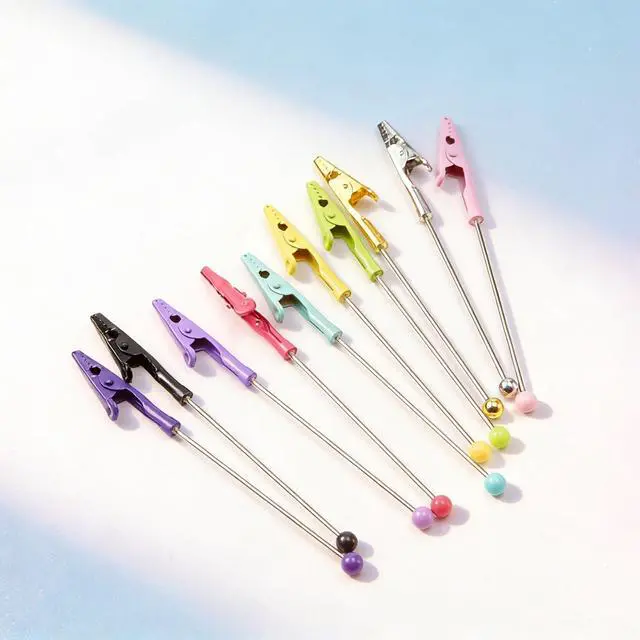 Alt view image 3 of 6 - 10 Pcs Beadable Alligator Photo Clips Metal Wire Clamp 10 Colors