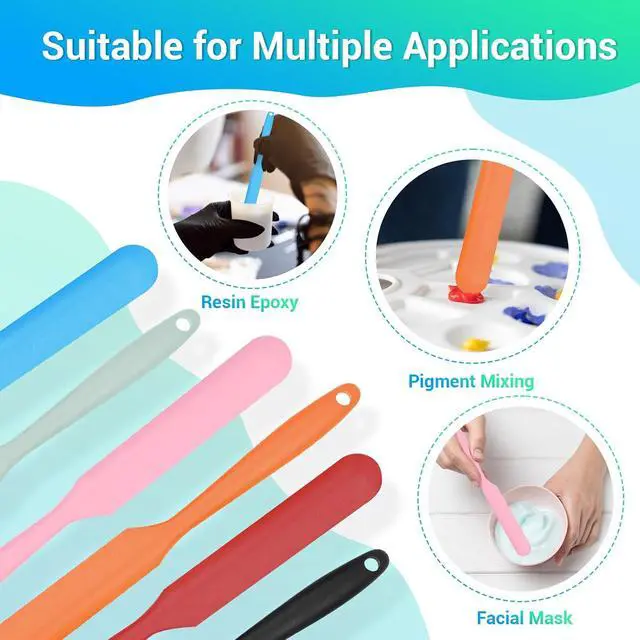 Alt view image 6 of 7 - Gartful 6PCS Colored Silicone Spatula Stick, Reusable Epoxy Stir Sticks Scraper DIY Crafts Tools for Mixing Resin, Paint, Waxing, Liquid, Arts Projects, Facial Mask Stirring Rods, 6 Colors