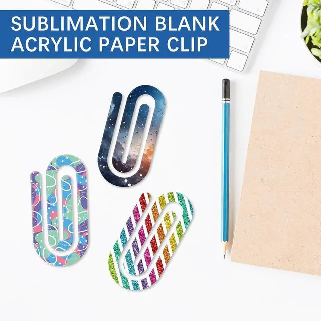 Alt view image 5 of 6 - 24PCS 4" x 2" Bulk Acrylic Sublimation Paper Clip Blanks Jumbo for Bookmarks Business Card Holders Envelope Holders Photo Album Clip Card Sublimation Giant Acrylic Paper Clips (24PCS)