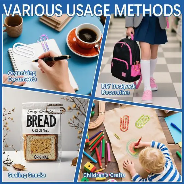 Alt view image 6 of 6 - 24PCS 4" x 2" Bulk Acrylic Sublimation Paper Clip Blanks Jumbo for Bookmarks Business Card Holders Envelope Holders Photo Album Clip Card Sublimation Giant Acrylic Paper Clips (24PCS)