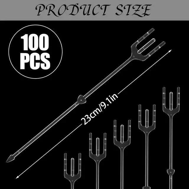 Alt view image 2 of 7 - CCINEE 100pcs Plastic Floral Pick Card Holders Clear Fork Shaped Flower Place Card Holders Straight Head Clips for Wedding Bouquet Birthday Party Supply, 9 Inches