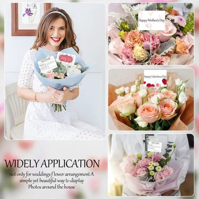 Alt view image 6 of 7 - CCINEE 100pcs Plastic Floral Pick Card Holders Clear Fork Shaped Flower Place Card Holders Straight Head Clips for Wedding Bouquet Birthday Party Supply, 9 Inches