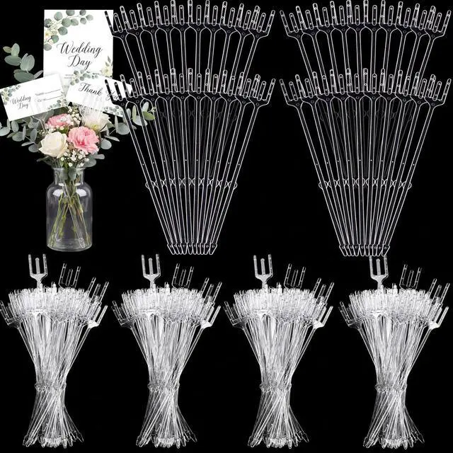 Main image of Patelai 20 Pcs Clear Fork Floral Picks Card Holders for Wedding Bouquet