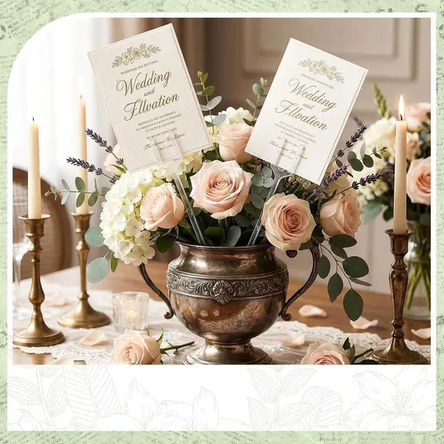 Alt view image 2 of 7 - Patelai 20 Pcs Clear Fork Floral Picks Card Holders for Wedding Bouquet