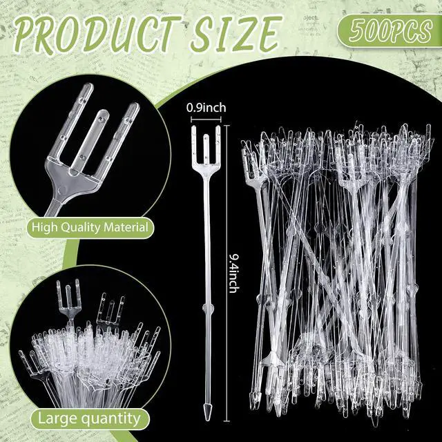 Alt view image 3 of 7 - Patelai 20 Pcs Clear Fork Floral Picks Card Holders for Wedding Bouquet