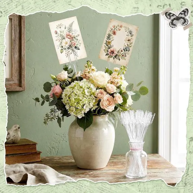 Alt view image 5 of 7 - Patelai 20 Pcs Clear Fork Floral Picks Card Holders for Wedding Bouquet