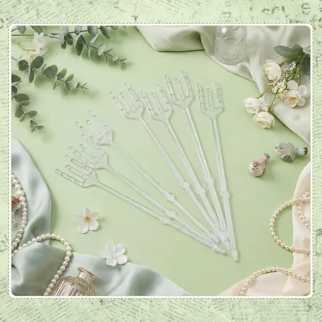 Alt view image 6 of 7 - Patelai 20 Pcs Clear Fork Floral Picks Card Holders for Wedding Bouquet