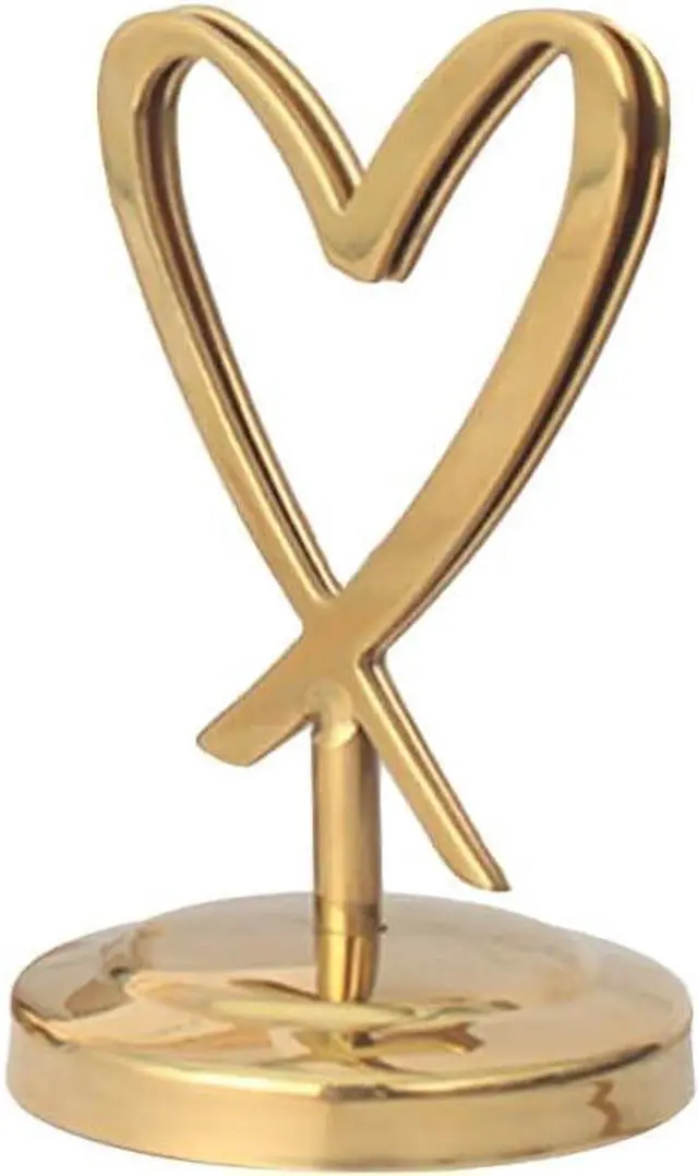 Main image of Heart Shaped Metal Card Holder Golden Desktop Memo Holder for Office Home Party and Wedding Table Decor