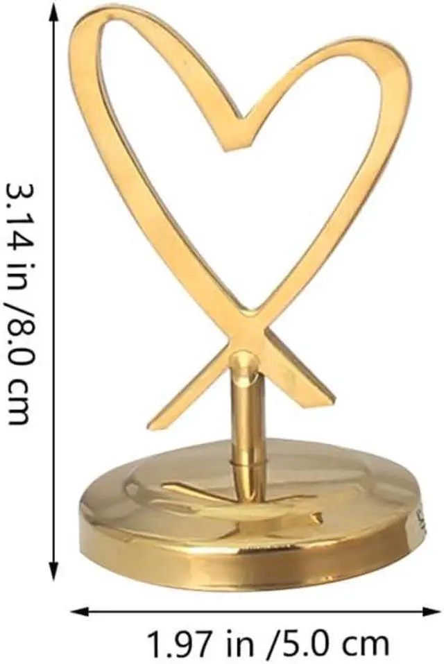 Alt view image 6 of 7 - Heart Shaped Metal Card Holder Golden Desktop Memo Holder for Office Home Party and Wedding Table Decor