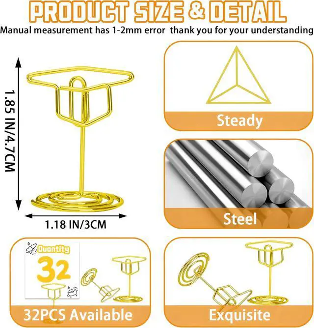 Alt view image 7 of 7 - 32PCS Table Number Holders,Grad Cap Graduation Picture Display for Tables