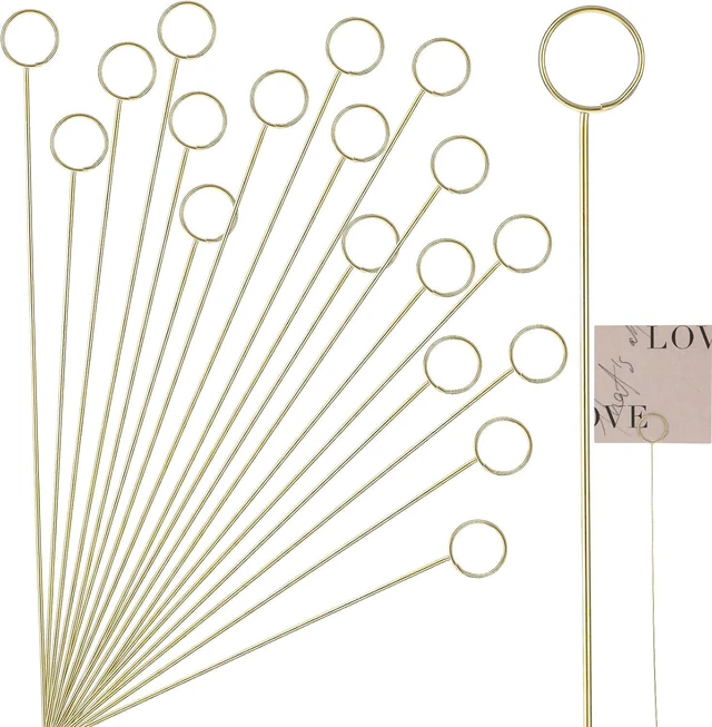 Main image of Mabor 20Pcs Metal Floral Place Card Holder, Flower Pick Clips Table Number Holders, Gold Metal Card Picture Holder Pick for Flower Arrangement Wedding Party Birthday DIY Gift