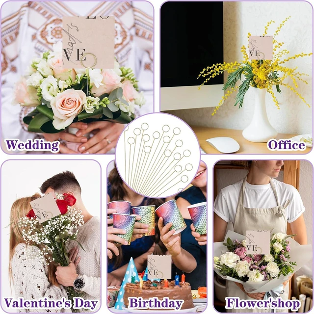 Alt view image 4 of 7 - Mabor 20Pcs Metal Floral Place Card Holder, Flower Pick Clips Table Number Holders, Gold Metal Card Picture Holder Pick for Flower Arrangement Wedding Party Birthday DIY Gift