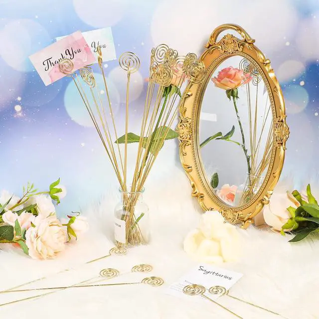 Alt view image 5 of 7 - Zonon 30 Pcs Metal Floral Card Holder Picks Card Holders Gold, Coil Style