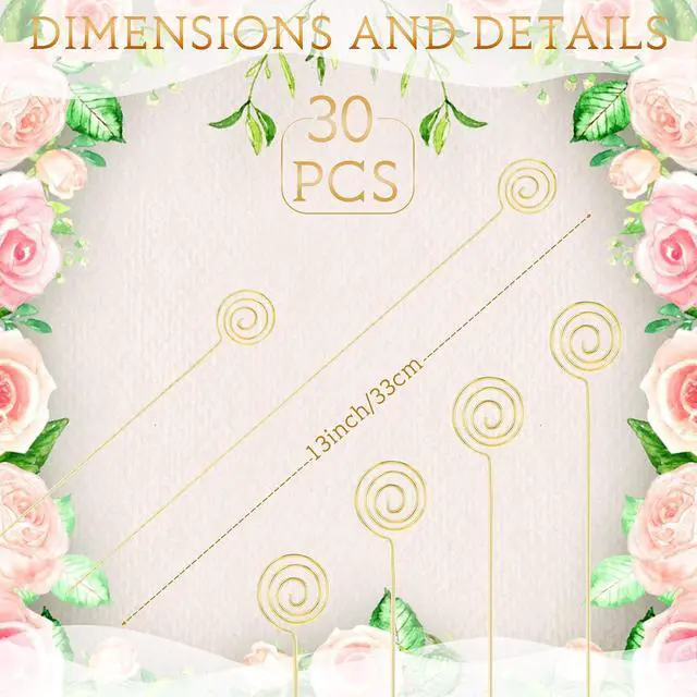 Alt view image 7 of 7 - Zonon 30 Pcs Metal Floral Card Holder Picks Card Holders Gold, Coil Style