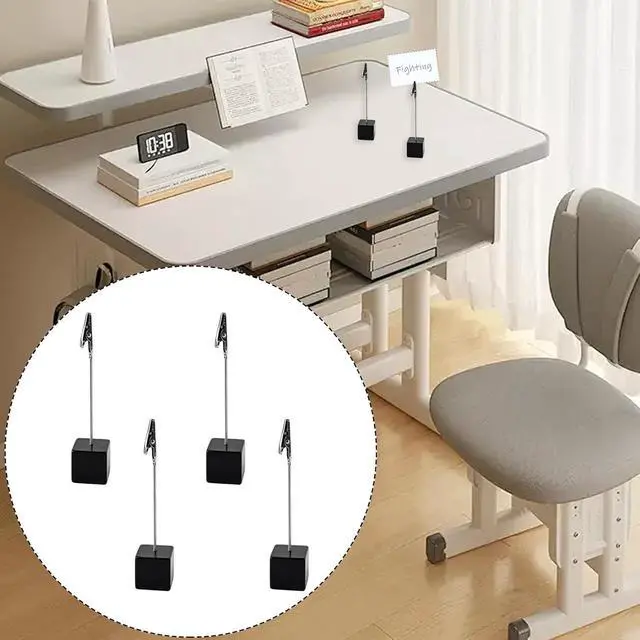 Alt view image 5 of 5 - 6Pcs Place Card Holder, Memo Clip Holders Stand with Alligator Clasp, Name Place Card Holder Table Number Holder for Office Menu Wedding Party Events Decoration (Black)