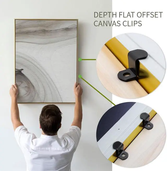 Alt view image 7 of 7 - 40pcs 1/2" Depth Flat Offset Canvas Clips, Black