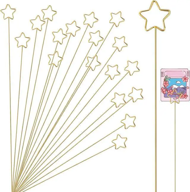 Main image of 20Pcs Metal Floral Place Card Holder, Star Shape Flower Pick Clips Table Number Holders, Gold Metal Card Picture Holder Pick, Floral Gift Card Holder Clips for Wedding Party Favor