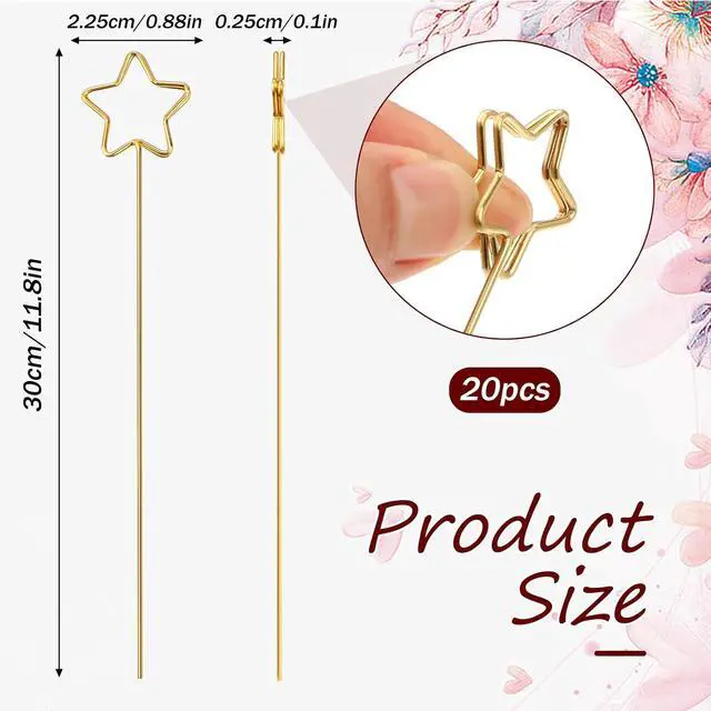 Alt view image 2 of 7 - 20Pcs Metal Floral Place Card Holder, Star Shape Flower Pick Clips Table Number Holders, Gold Metal Card Picture Holder Pick, Floral Gift Card Holder Clips for Wedding Party Favor