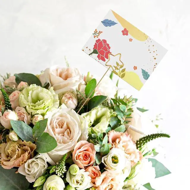 Alt view image 6 of 7 - 20Pcs Metal Floral Place Card Holder, Star Shape Flower Pick Clips Table Number Holders, Gold Metal Card Picture Holder Pick, Floral Gift Card Holder Clips for Wedding Party Favor