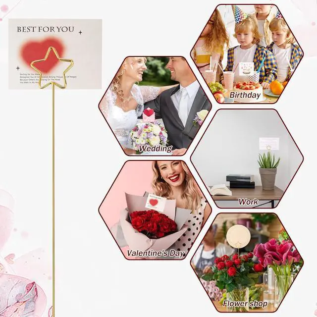 Alt view image 3 of 7 - 20Pcs Metal Floral Place Card Holder, Star Shape Flower Pick Clips Table Number Holders, Gold Metal Card Picture Holder Pick, Floral Gift Card Holder Clips for Wedding Party Favor