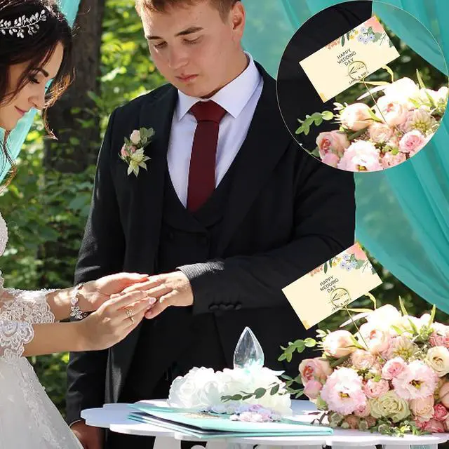 Alt view image 5 of 7 - 40Pcs Floral Card Holder Picks, Floral Picks Picture Holders, Photo Memo Holder Pick Stick, Metal Floral Place Card HolderGold Round Photo Stick Clip, Gift Card Holder for Wedding and Party