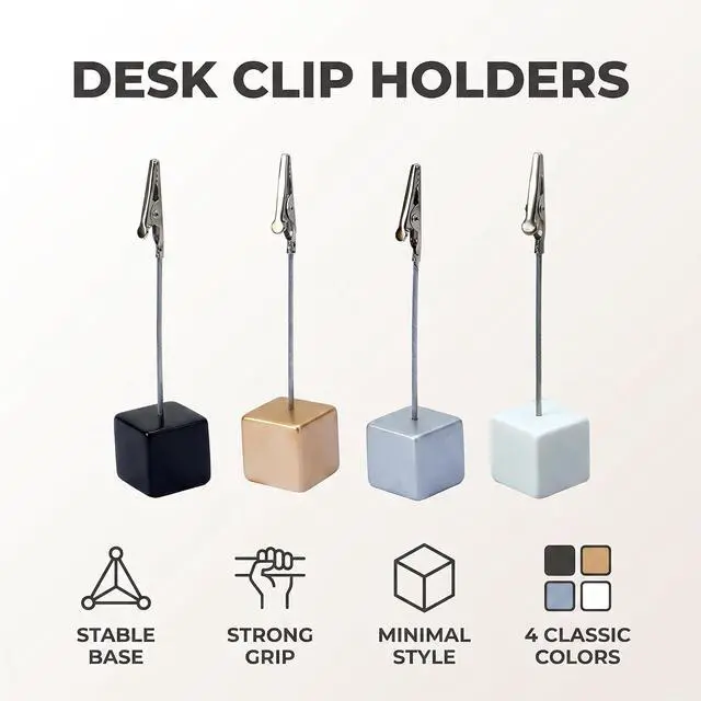 Alt view image 2 of 7 - 4 Pcs Memo Clip Holders Stand with Alligator Clasp Pictures Card Paper Note Clip for Office Home Use, Paper Stand for Desk, Office Memo Holders