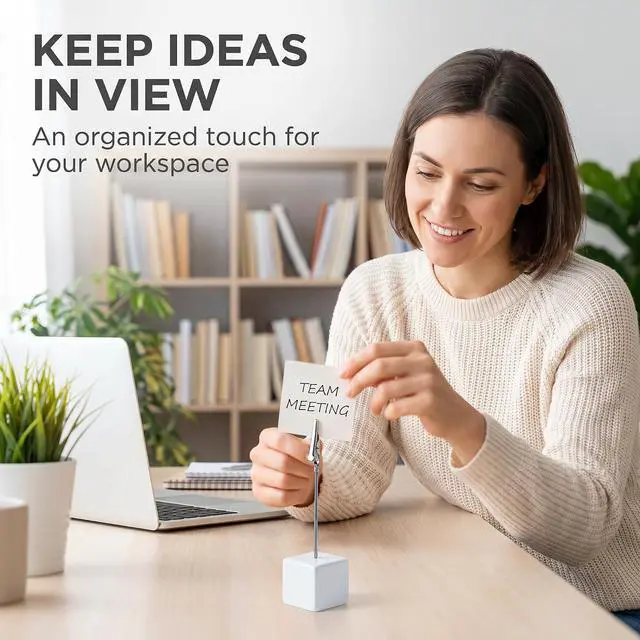 Alt view image 6 of 7 - 4 Pcs Memo Clip Holders Stand with Alligator Clasp Pictures Card Paper Note Clip for Office Home Use, Paper Stand for Desk, Office Memo Holders