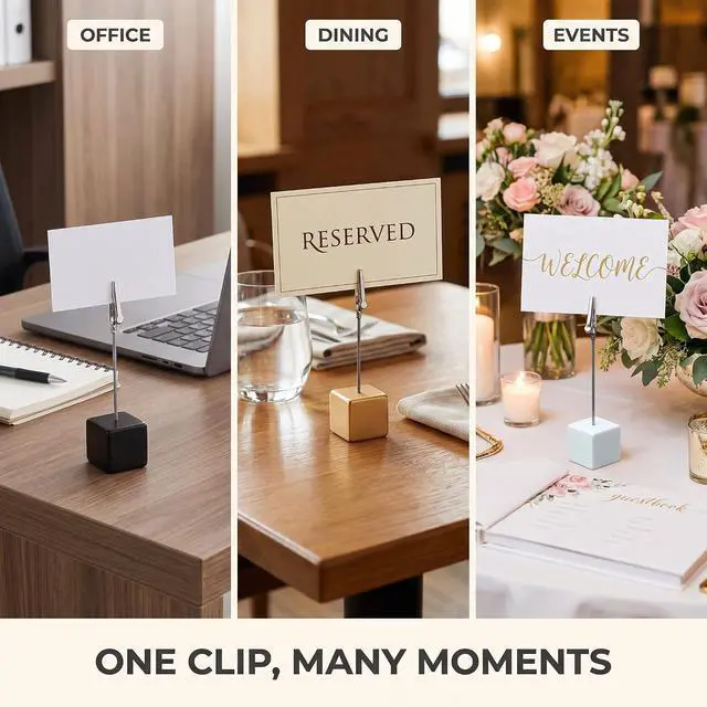 Alt view image 7 of 7 - 4 Pcs Memo Clip Holders Stand with Alligator Clasp Pictures Card Paper Note Clip for Office Home Use, Paper Stand for Desk, Office Memo Holders