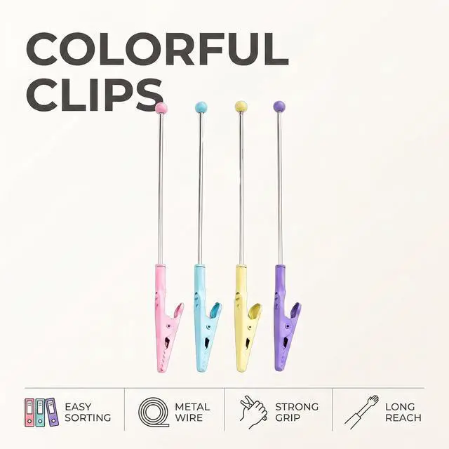 Alt view image 2 of 7 - 4Pcs Multicolour Stochastic Metal Wire Alligator Clip Metal Note Clip Long-Tailed Alligator Clamp Photo Holder Alligator Clips for Crafts,Craft Clips 14.1 * 1.2cm Memo Holders Desk Accessories