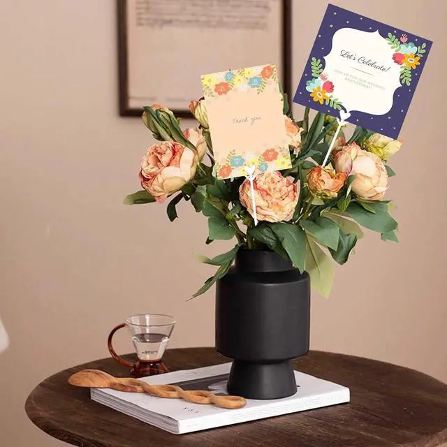 Alt view image 5 of 7 - 25 PCS Floral Card Holder Picks Plastic Heart Shape Flower Card Holder Stick Plastic Picture Holders for Centerpieces Transparent Floral Picks Cards Clips for Bouquet Wedding Festivals, 9.4 Inch