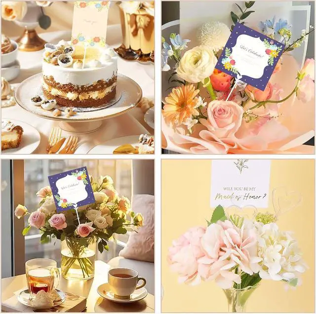 Alt view image 7 of 7 - 25 PCS Floral Card Holder Picks Plastic Heart Shape Flower Card Holder Stick Plastic Picture Holders for Centerpieces Transparent Floral Picks Cards Clips for Bouquet Wedding Festivals, 9.4 Inch