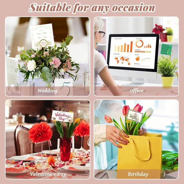 Alt view image 6 of 7 - Pajean 60 Pcs Floral Pick Card Holder, Metal Wire Place Card Holder