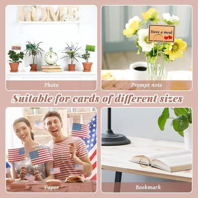 Alt view image 7 of 7 - Pajean 60 Pcs Floral Pick Card Holder, Metal Wire Place Card Holder