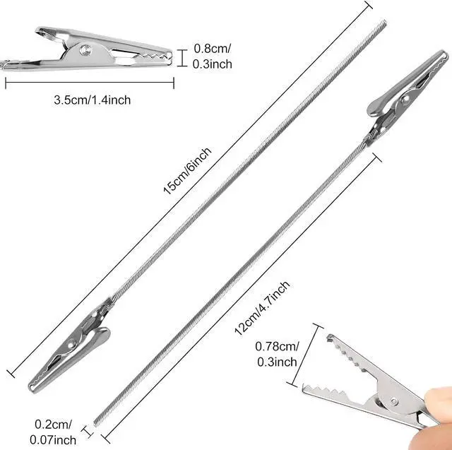 Alt view image 2 of 7 - 40 PCS Metal Wire Long-Tailed Alligator Clamp Photo Clip Holder - Alligator Clips for Crafts, DIY Card, Photo, Memo Holder (6inch/150mm)